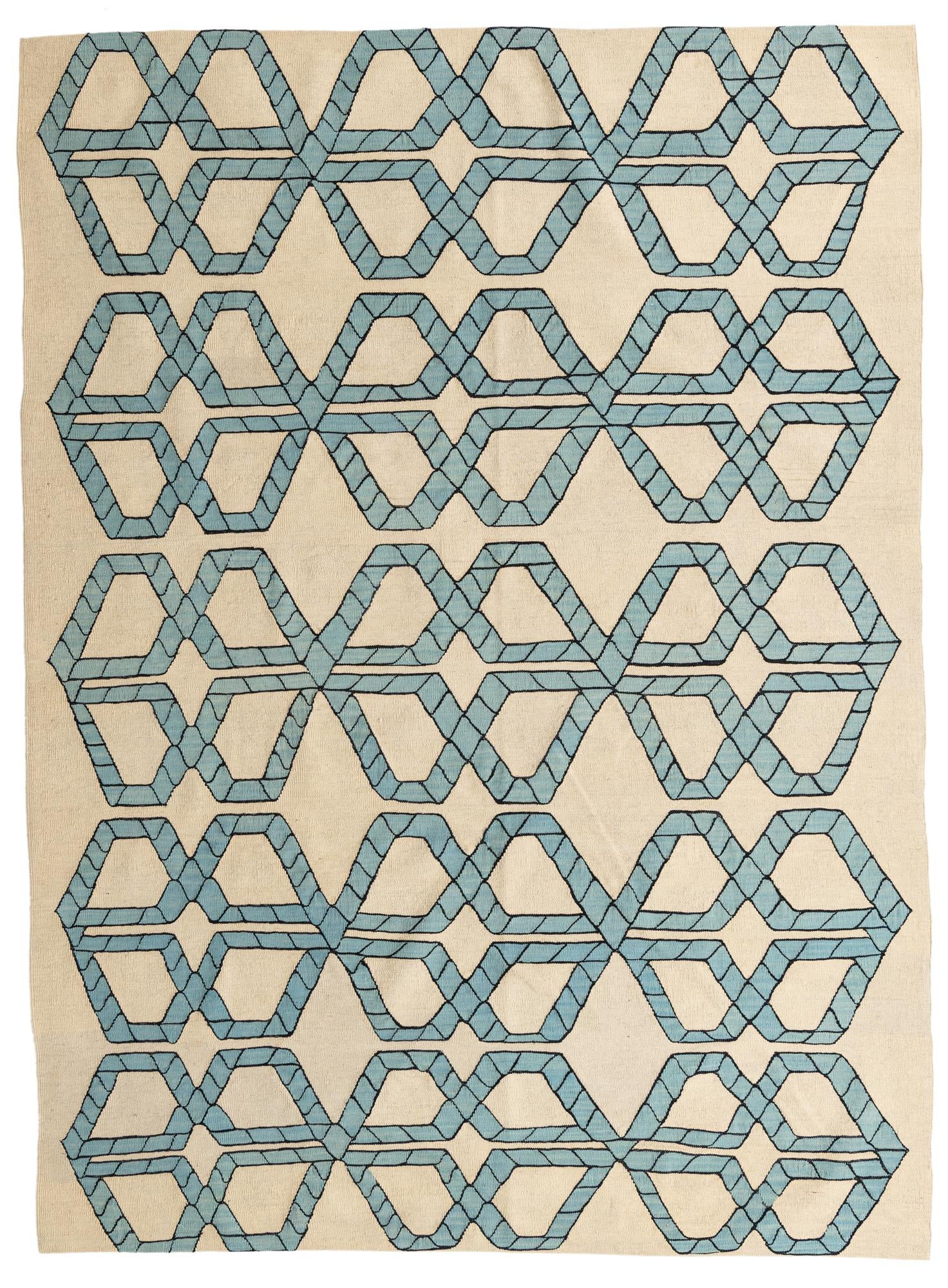 7' x 9' 5 Hand Woven Kilim Modern Wool Rug