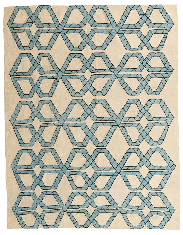 Detail image of 7' x 9' 5 Hand Woven Kilim Modern Wool Rug