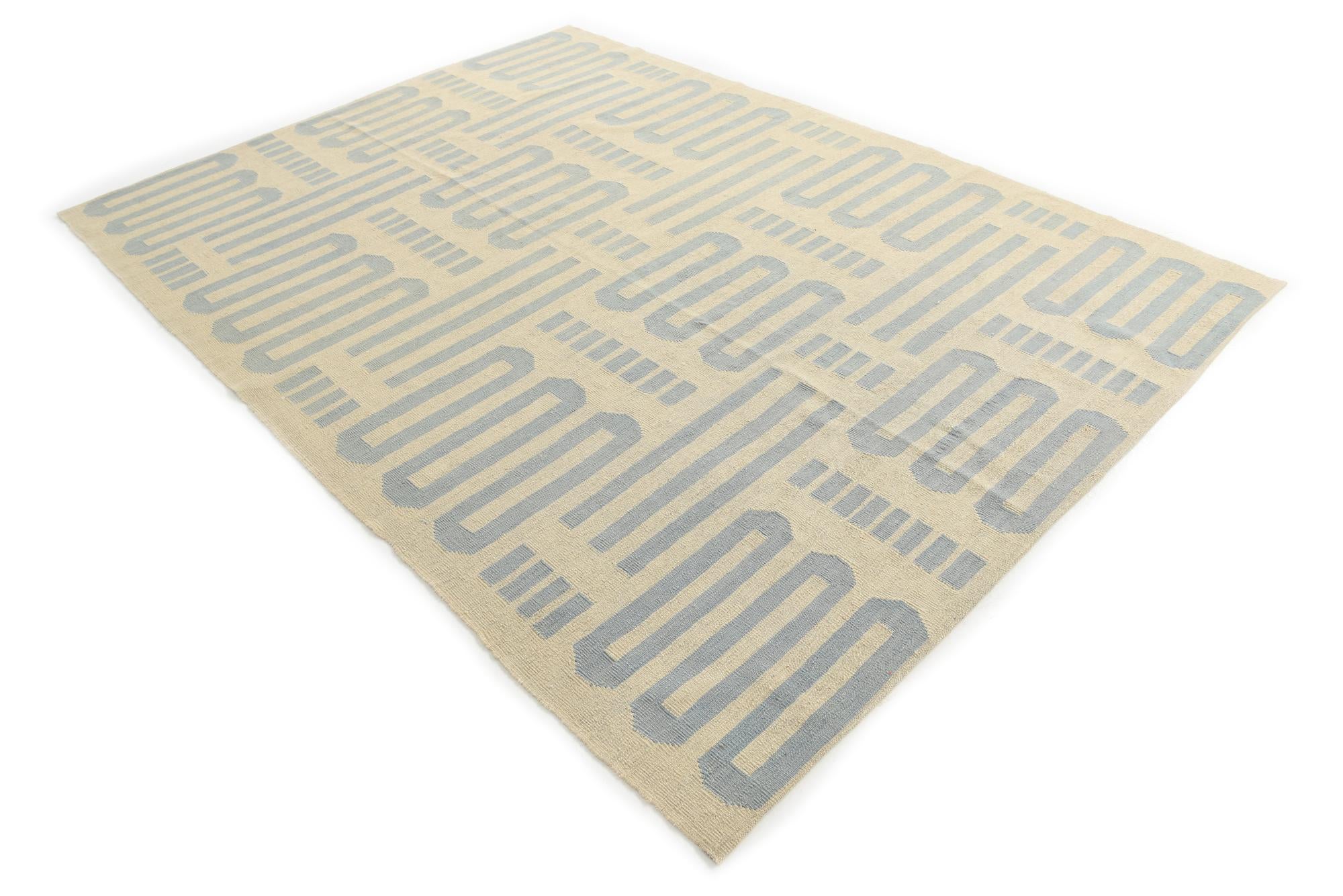 6' 9 x 9' 8 Hand Woven Kilim Modern Wool Rug