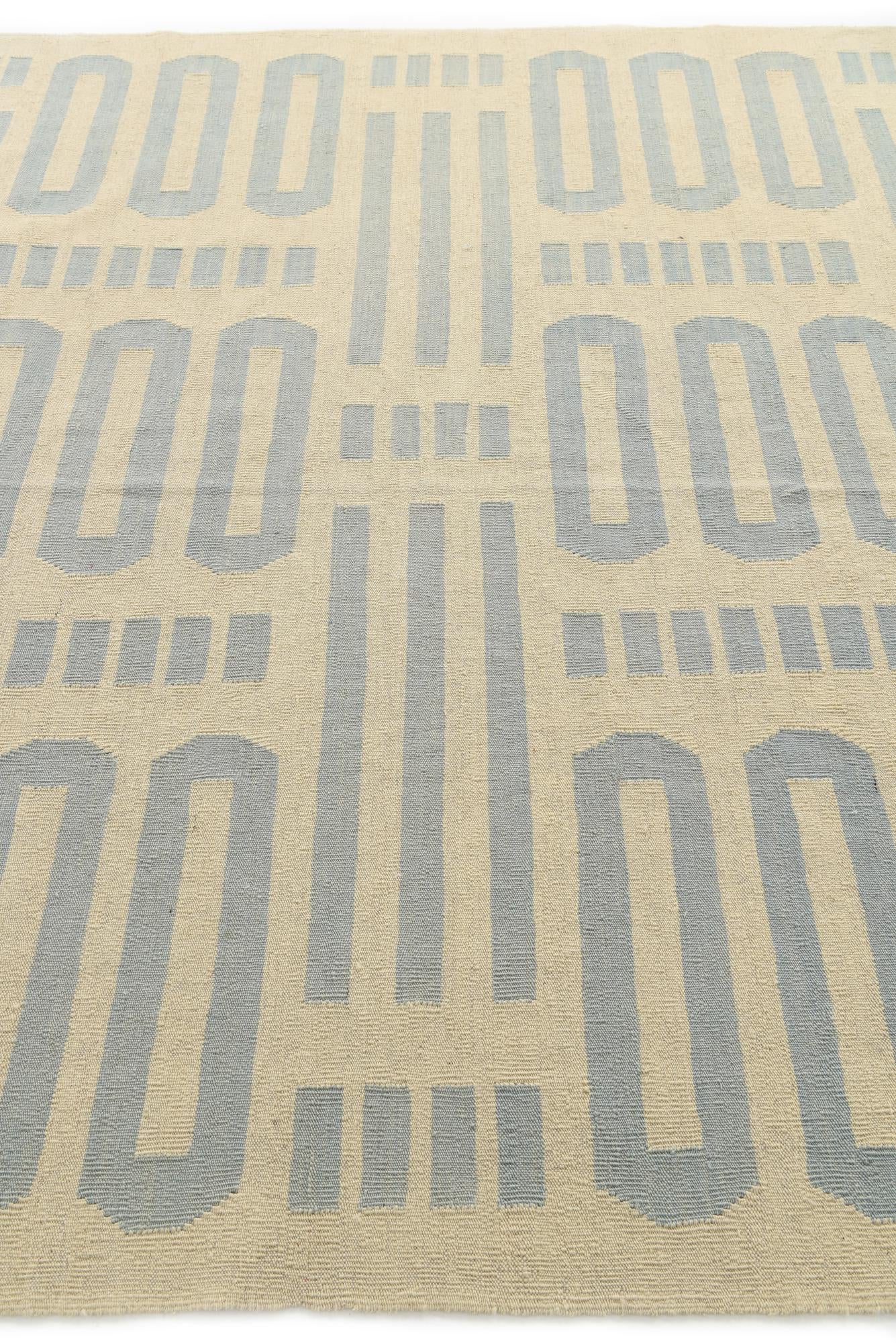6' 9 x 9' 8 Hand Woven Kilim Modern Wool Rug