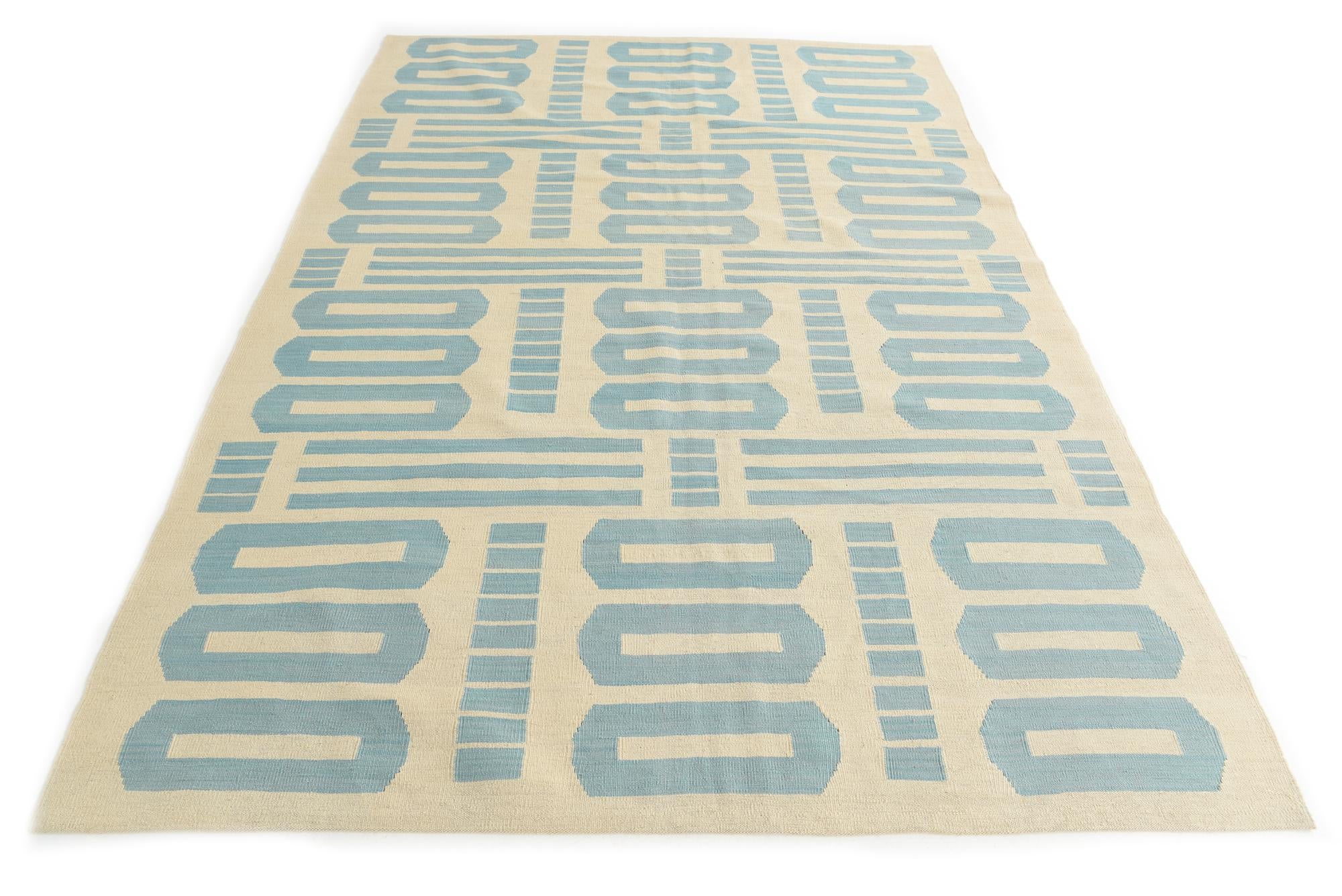 6' 7 x 9' 7 Hand Woven Kilim Modern Wool Rug
