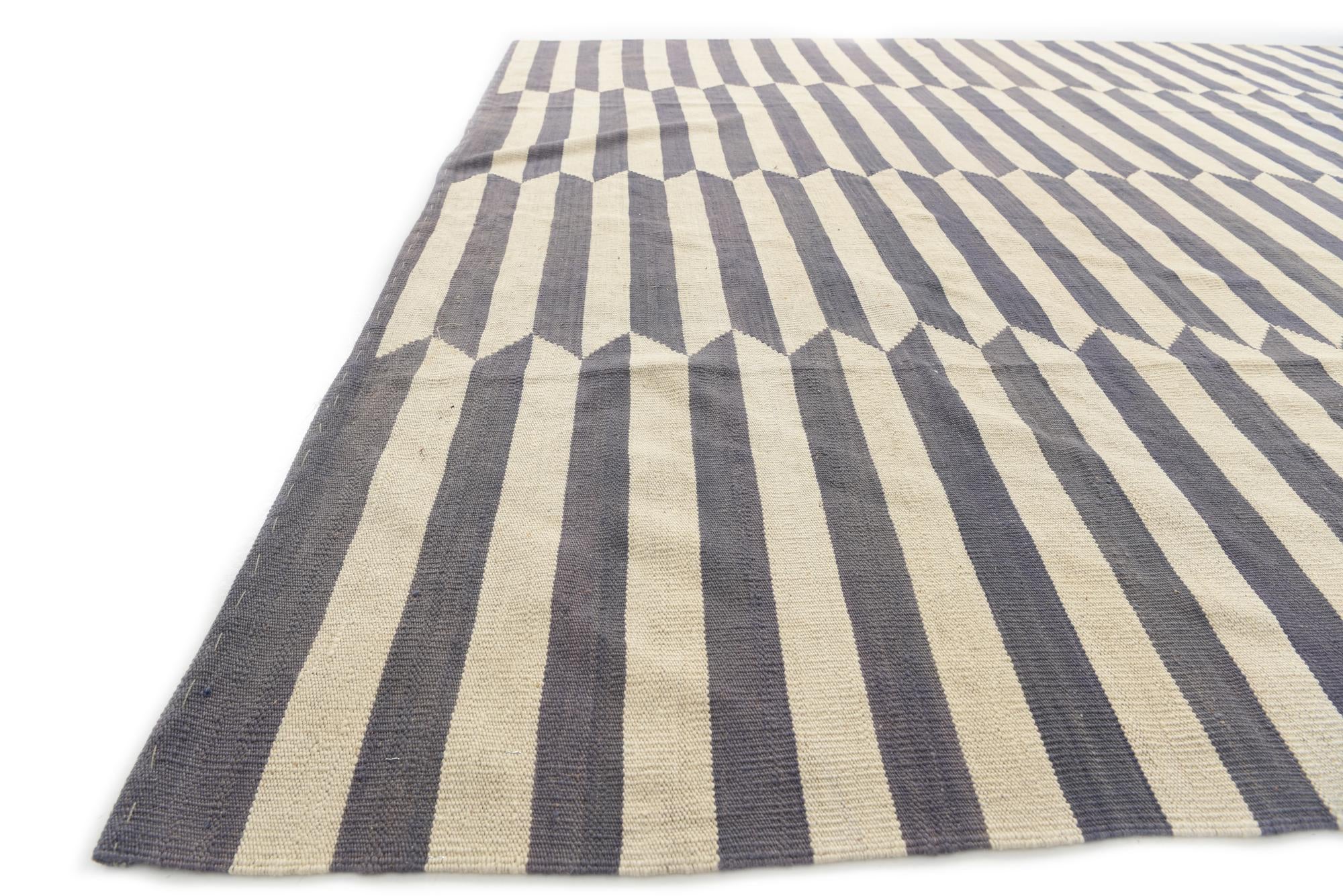 8' 3 x 9' 8 Hand Woven Kilim Modern Wool Rug