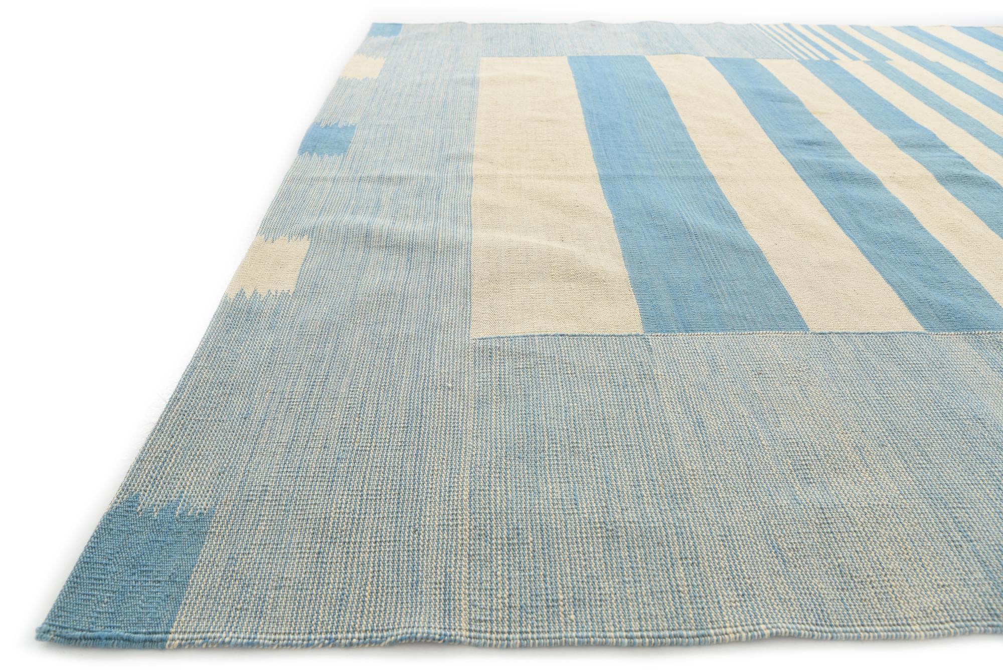 6' 8 x 9' 9 Hand Woven Kilim Modern Wool Rug
