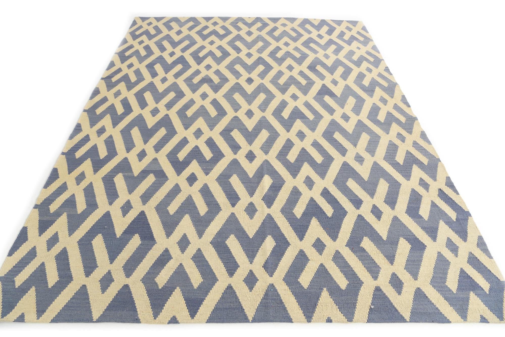 7' 2 x 9' 5 Hand Woven Kilim Modern Wool Rug
