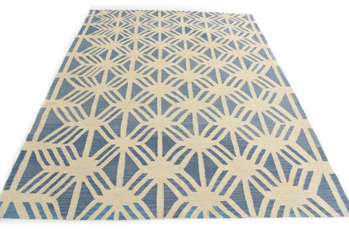 7' 3 x 9' 5 Hand Woven Kilim Modern Wool Rug