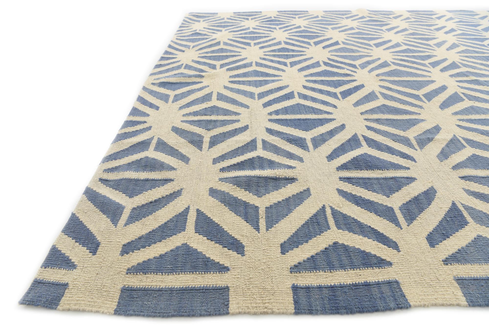 7' 3 x 9' 6 Hand Woven Kilim Modern Wool Rug