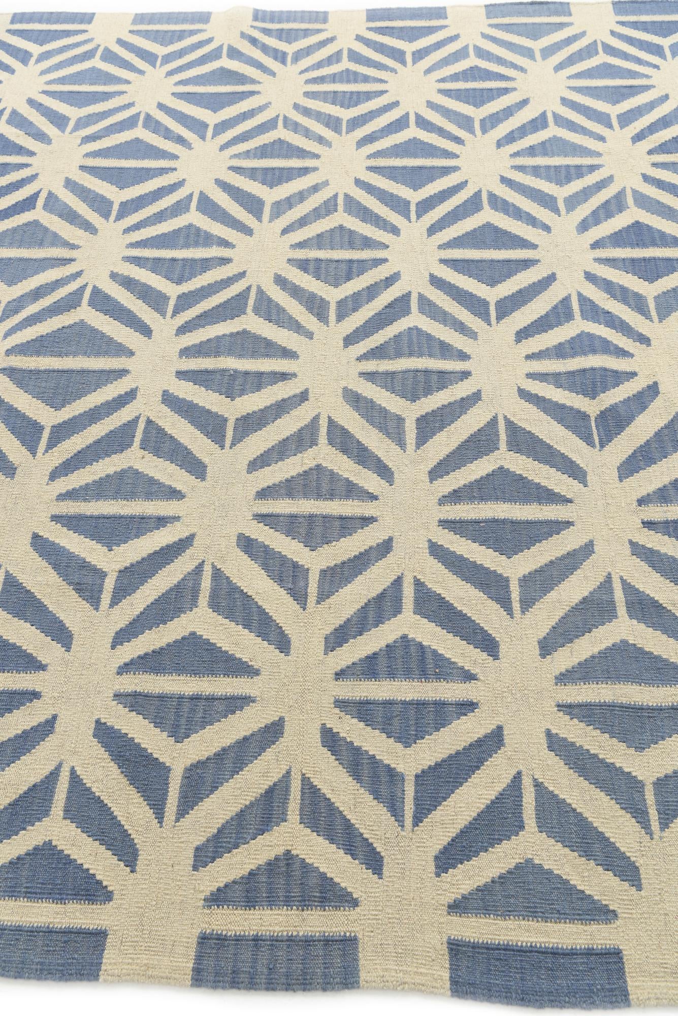 7' 3 x 9' 6 Hand Woven Kilim Modern Wool Rug