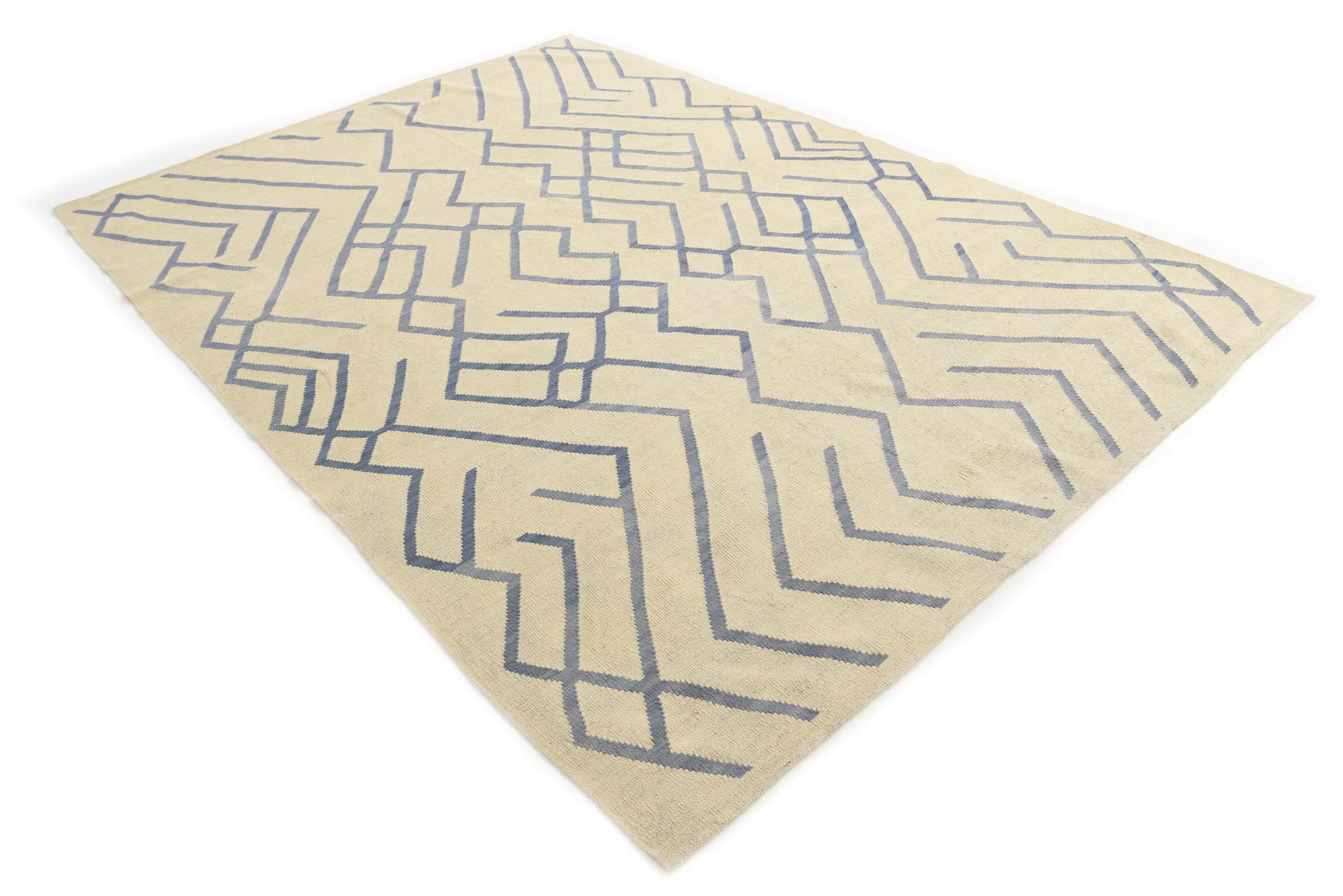 6' 10 x 9' 5 Hand Woven Kilim Modern Wool Rug