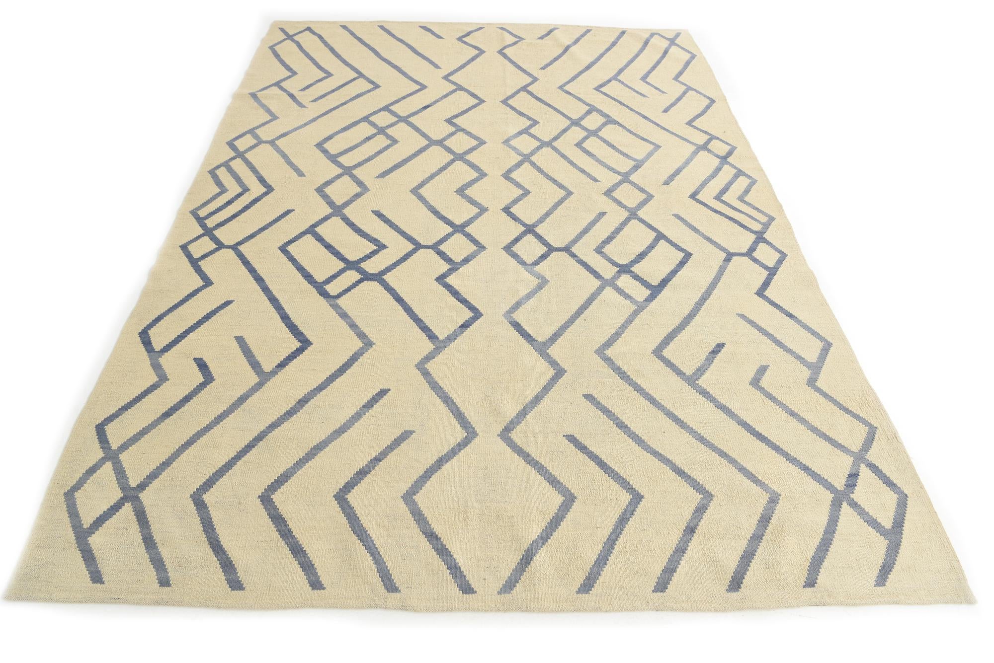 6' 10 x 9' 5 Hand Woven Kilim Modern Wool Rug