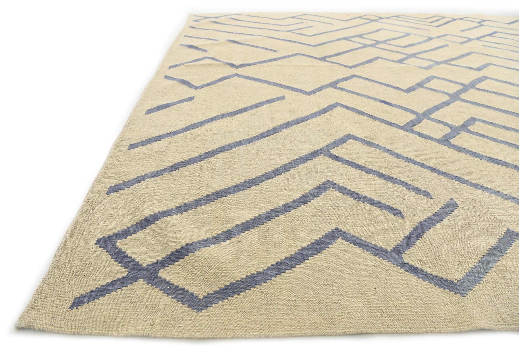 6' 10 x 9' 5 Hand Woven Kilim Modern Wool Rug