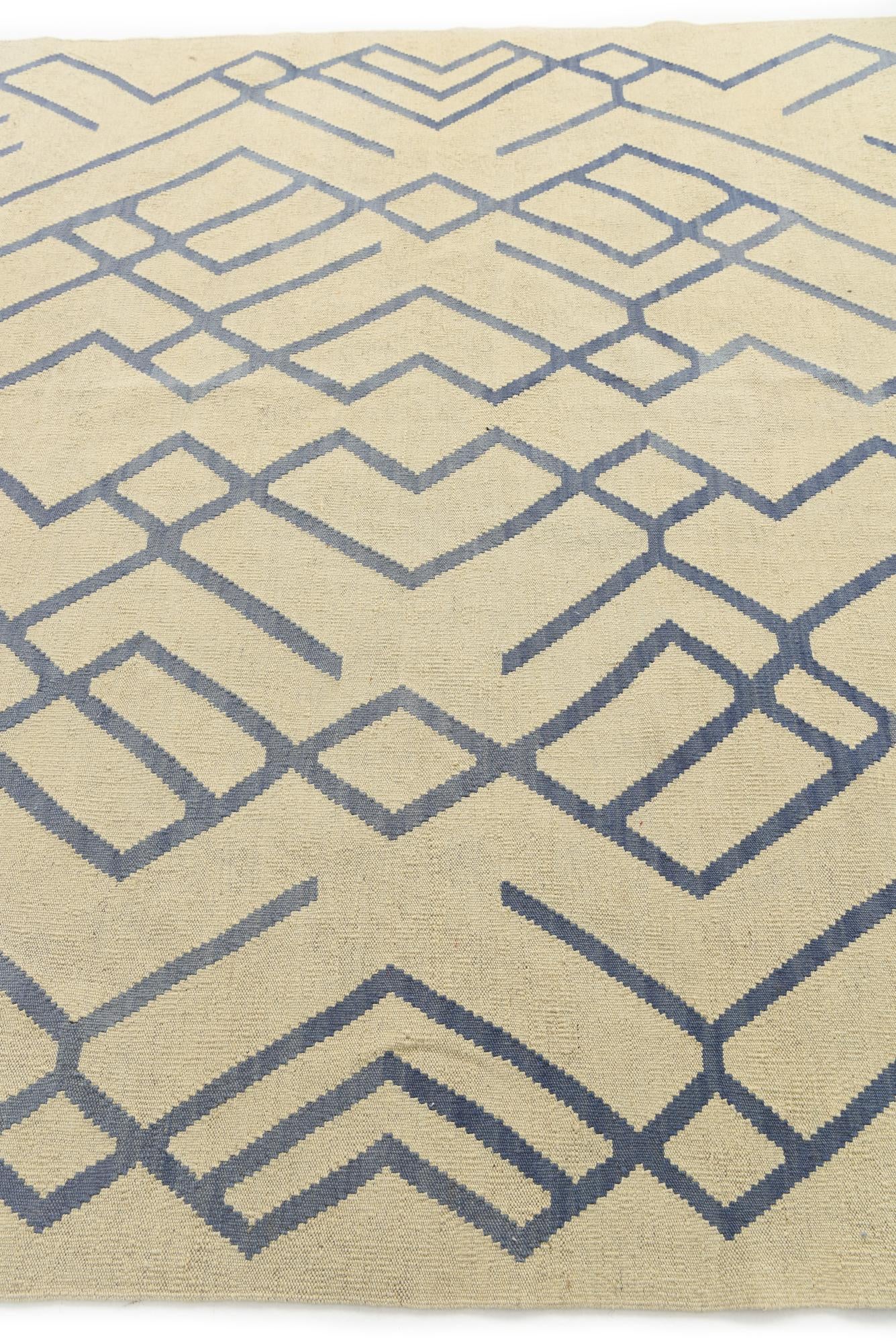 6' 10 x 9' 5 Hand Woven Kilim Modern Wool Rug