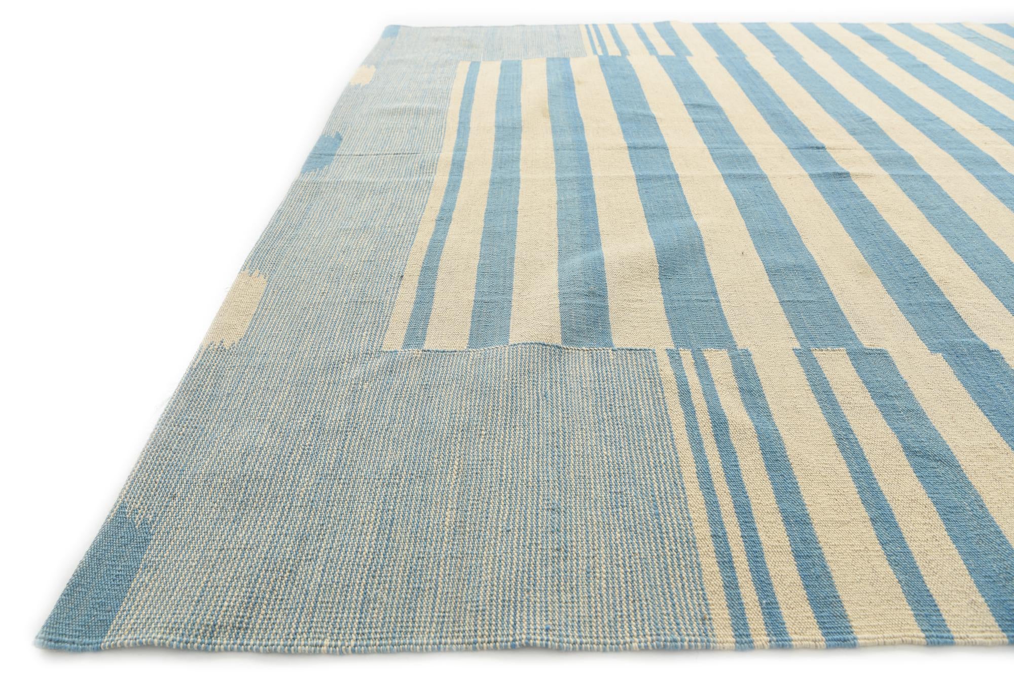 6' 7 x 9' 8 Hand Woven Kilim Modern Wool Rug