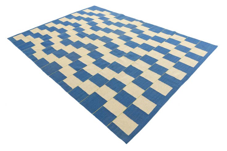 Detail image of 6' 10 x 9' 6 Hand Woven Kilim Modern Wool Rug