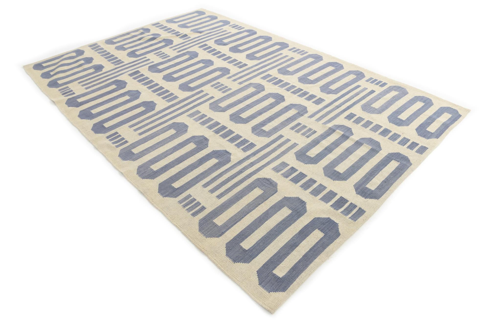 6' 7 x 9' 8 Hand Woven Kilim Modern Wool Rug