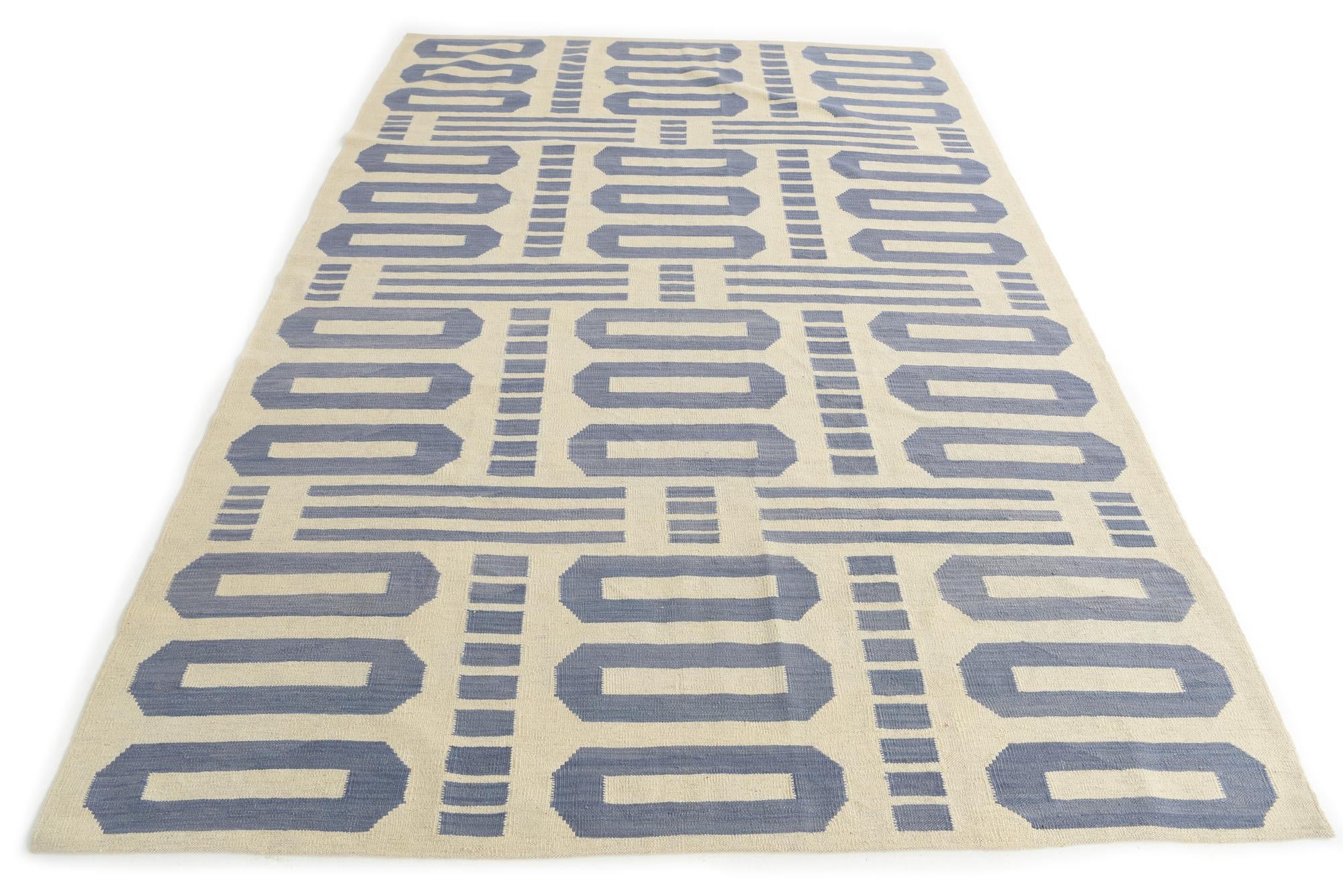 6' 7 x 9' 8 Hand Woven Kilim Modern Wool Rug