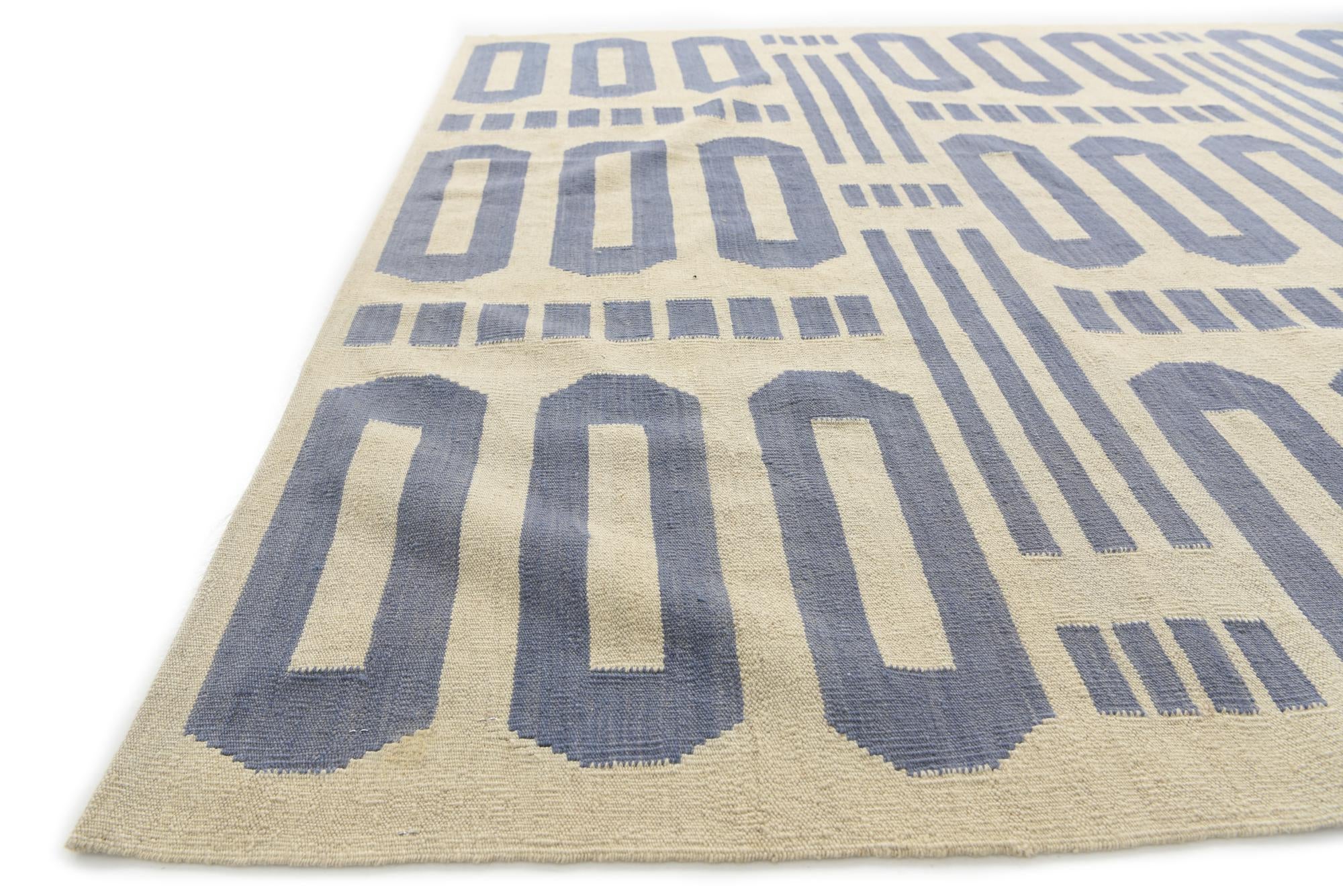 6' 7 x 9' 8 Hand Woven Kilim Modern Wool Rug