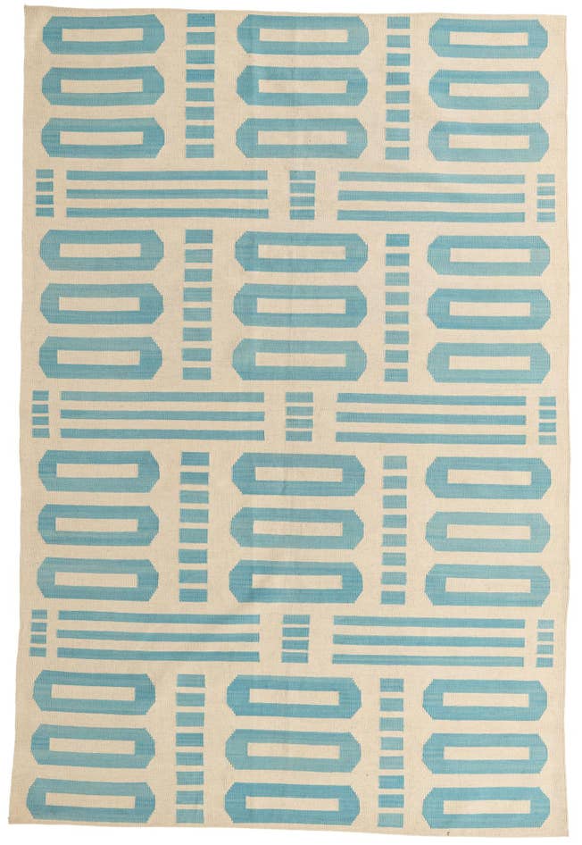 Detail image of 6' 7 x 9' 9 Hand Woven Kilim Modern Wool Rug