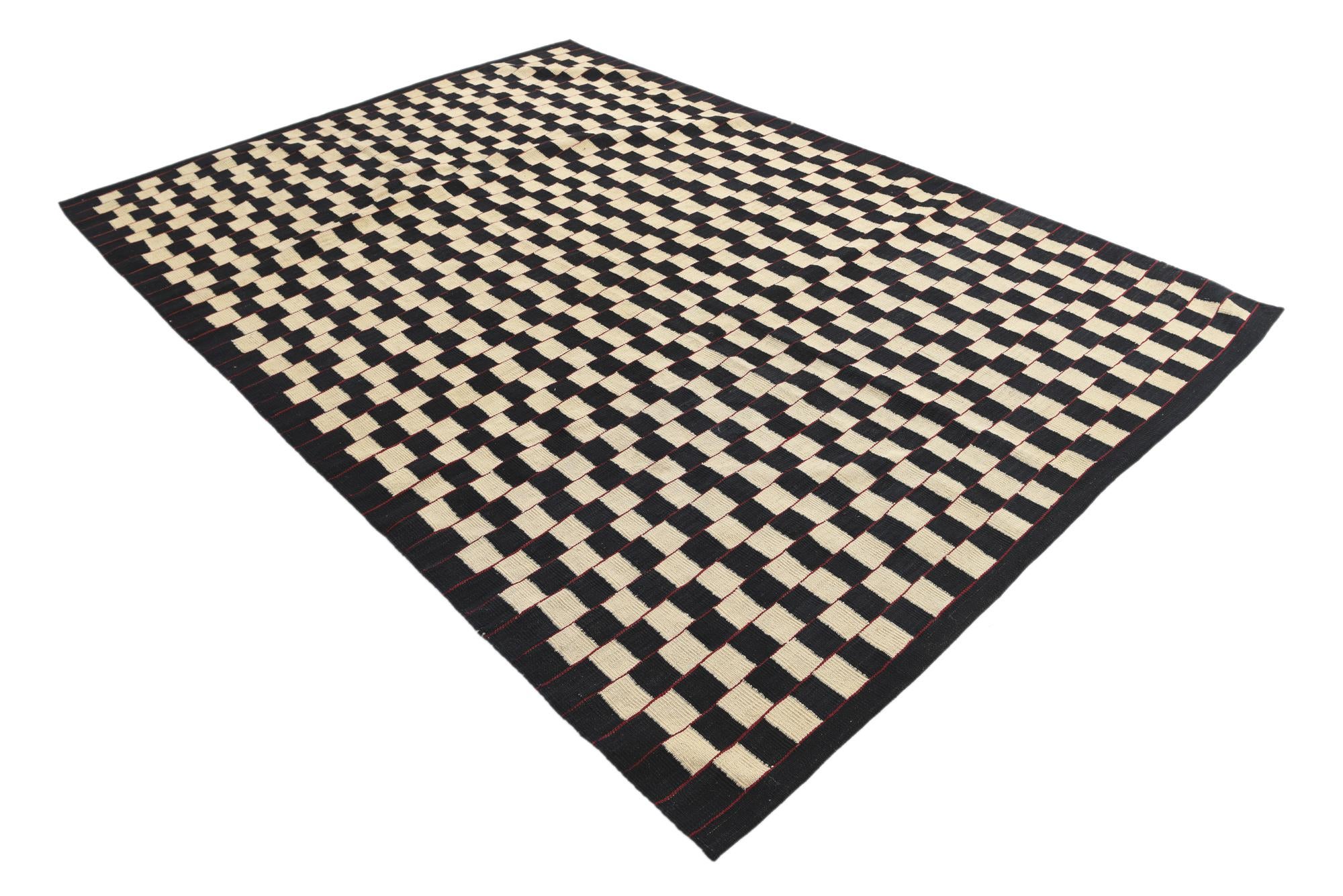6' 7 x 9' 7 Hand Woven Kilim Modern Wool Rug
