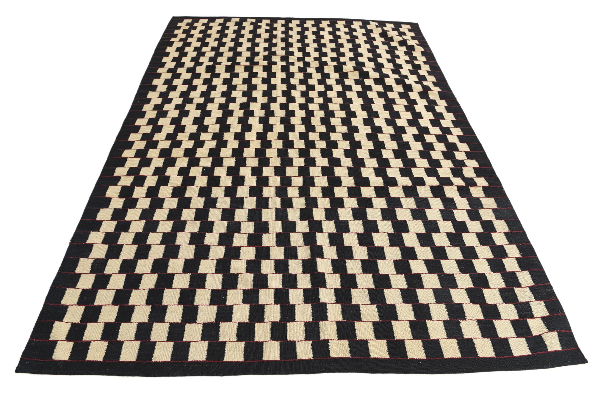 6' 7 x 9' 7 Hand Woven Kilim Modern Wool Rug