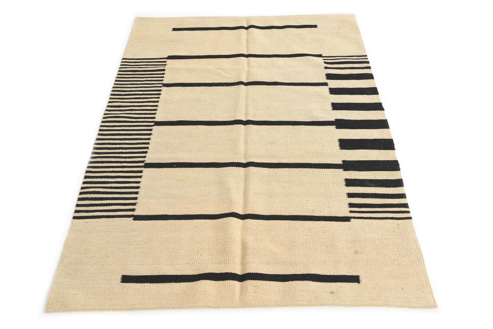 3' 5 x 5' Hand Woven Kilim Modern Wool Rug