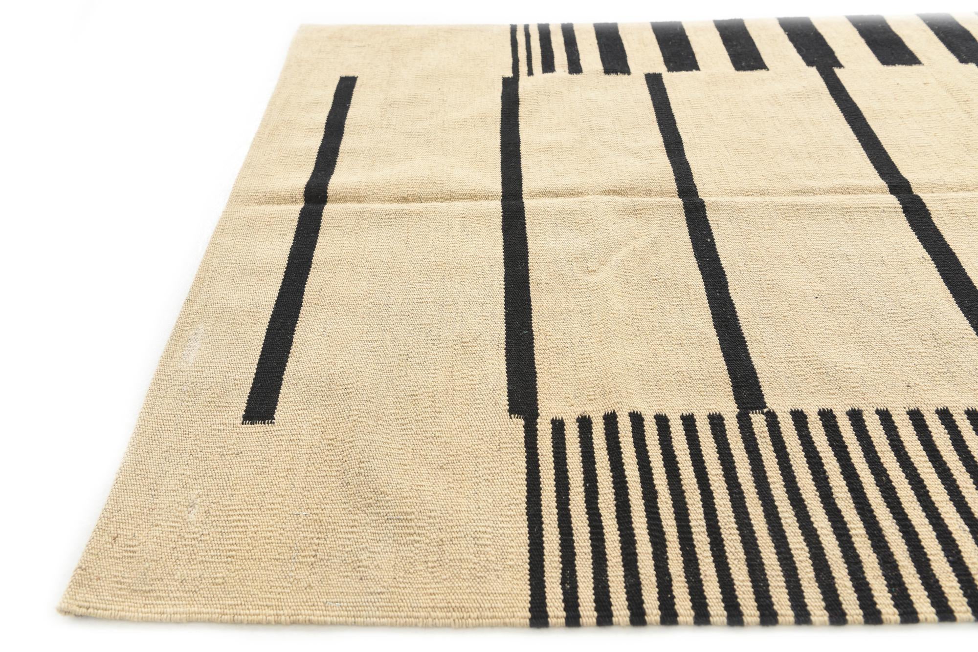 3' 5 x 5' Hand Woven Kilim Modern Wool Rug