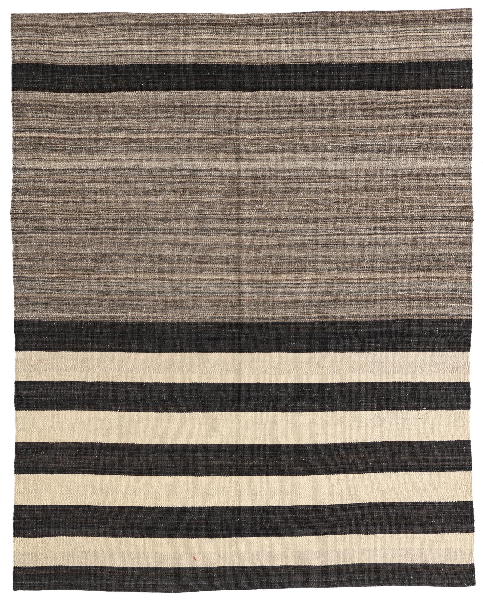 5' 1 x 6' 5 Hand Woven Kilim Modern Wool Rug