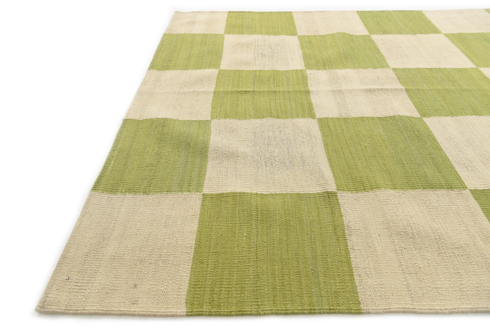 4' 3 x 5' 8 Hand Woven Kilim Modern Wool Rug