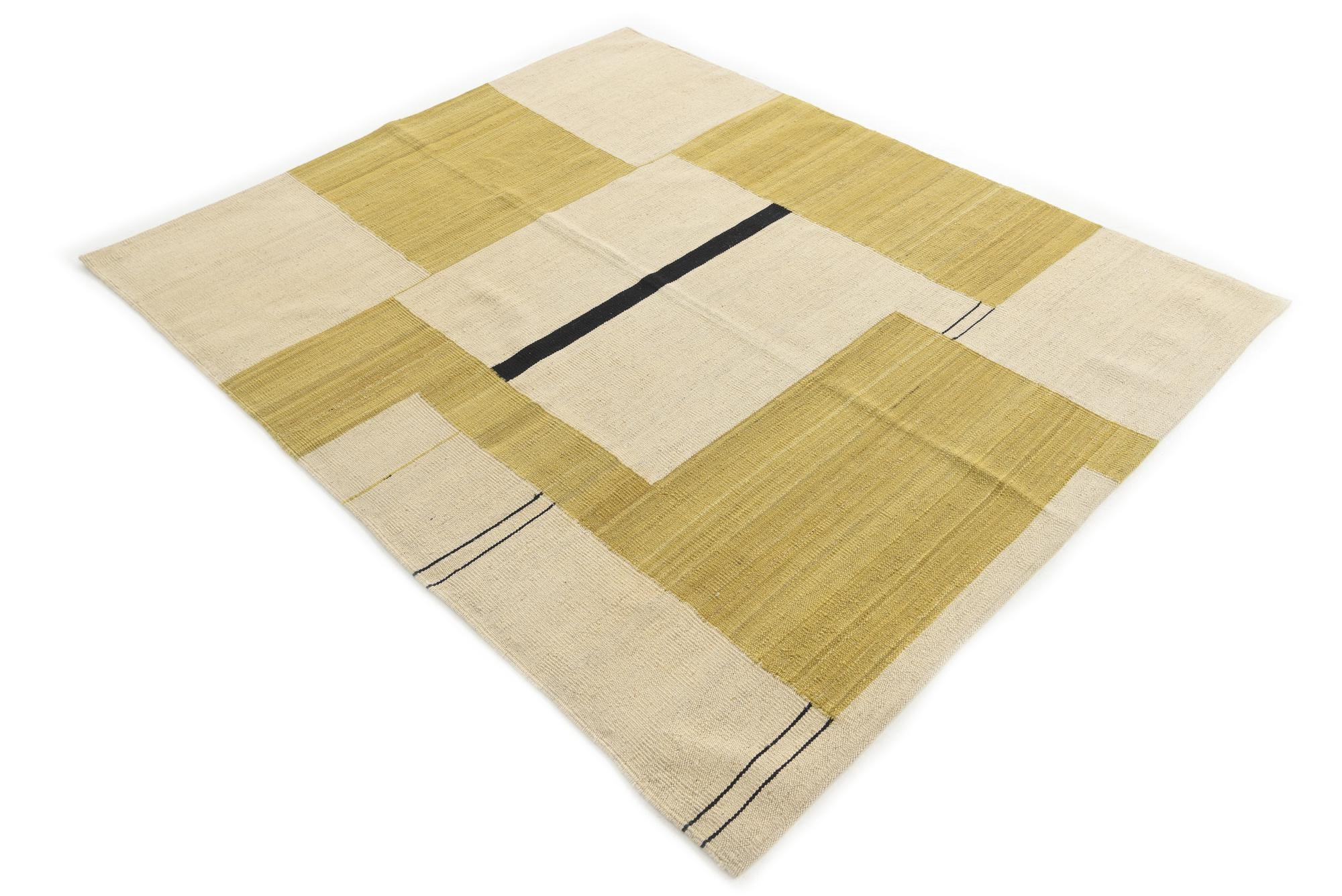 5' 3 x 6' 5 Hand Woven Kilim Modern Wool Rug