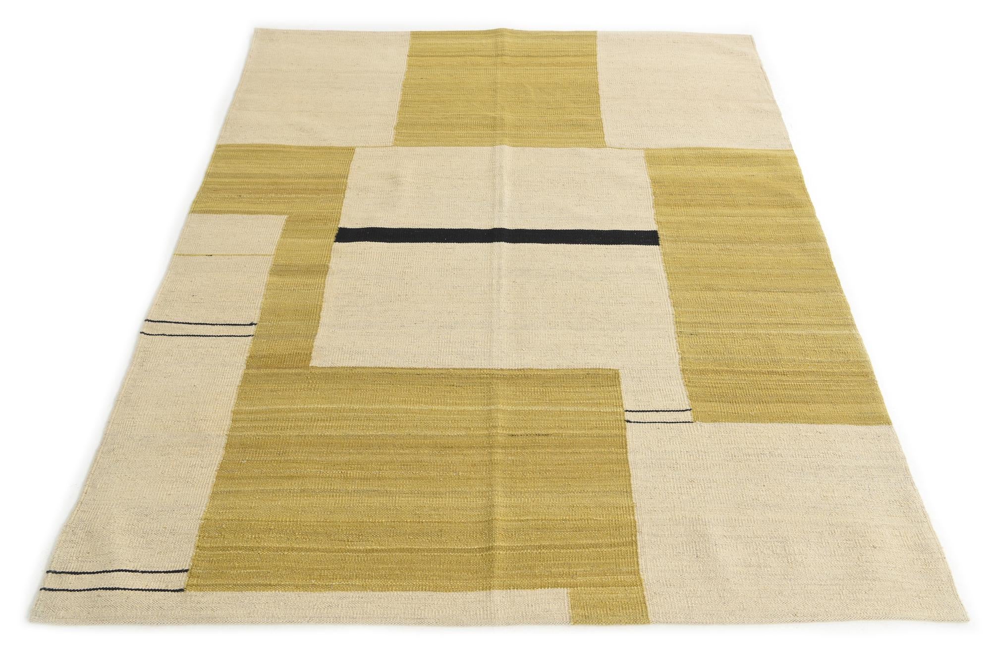 5' 3 x 6' 5 Hand Woven Kilim Modern Wool Rug