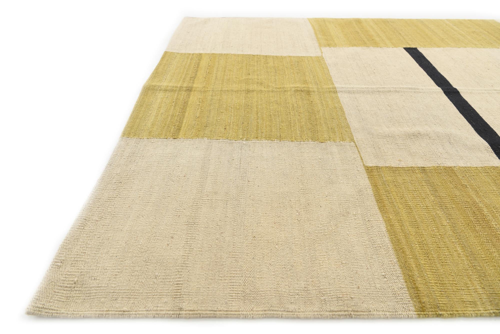 5' 3 x 6' 5 Hand Woven Kilim Modern Wool Rug