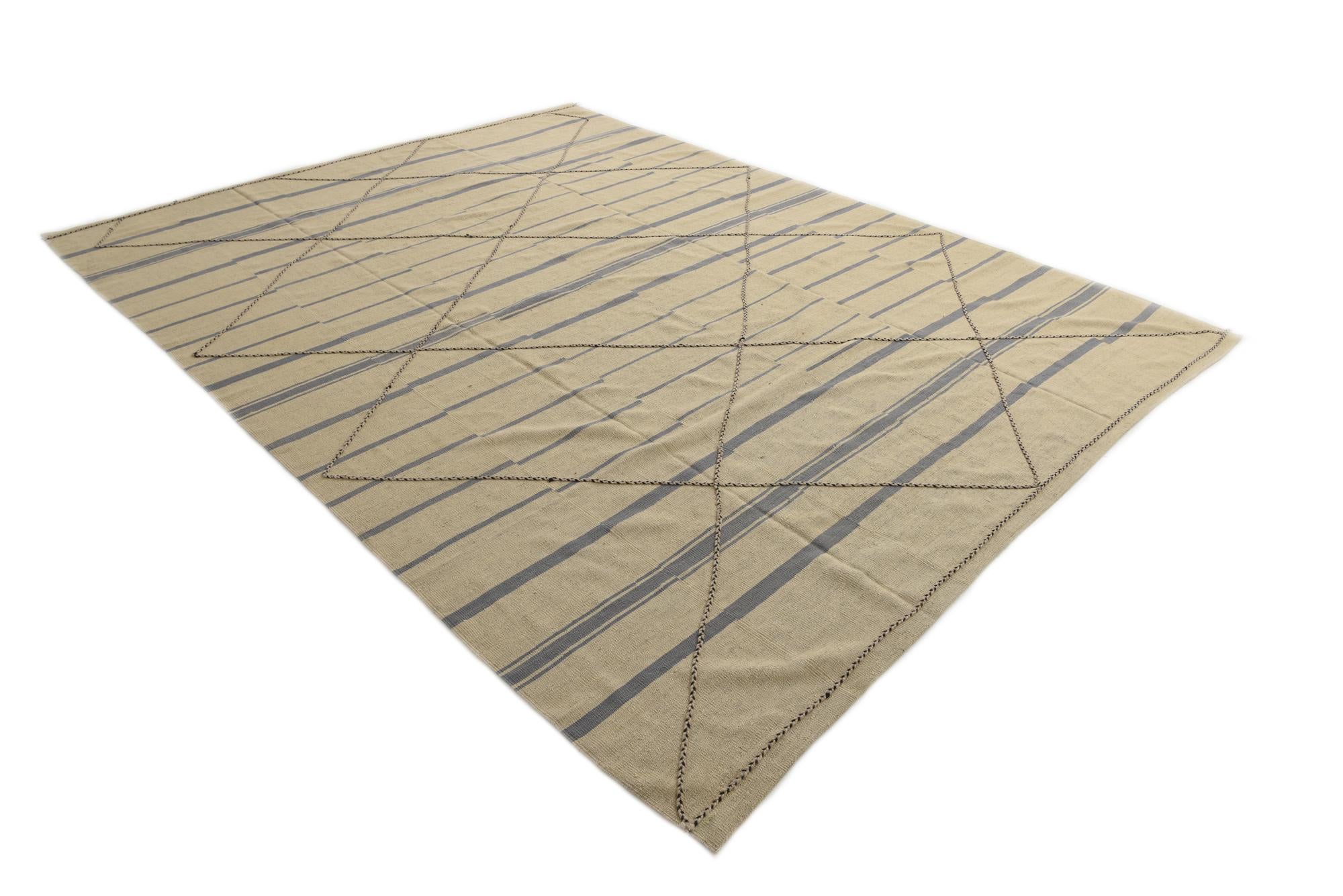 9' 7 x 12' 9 Hand Woven Kilim Modern Wool Rug