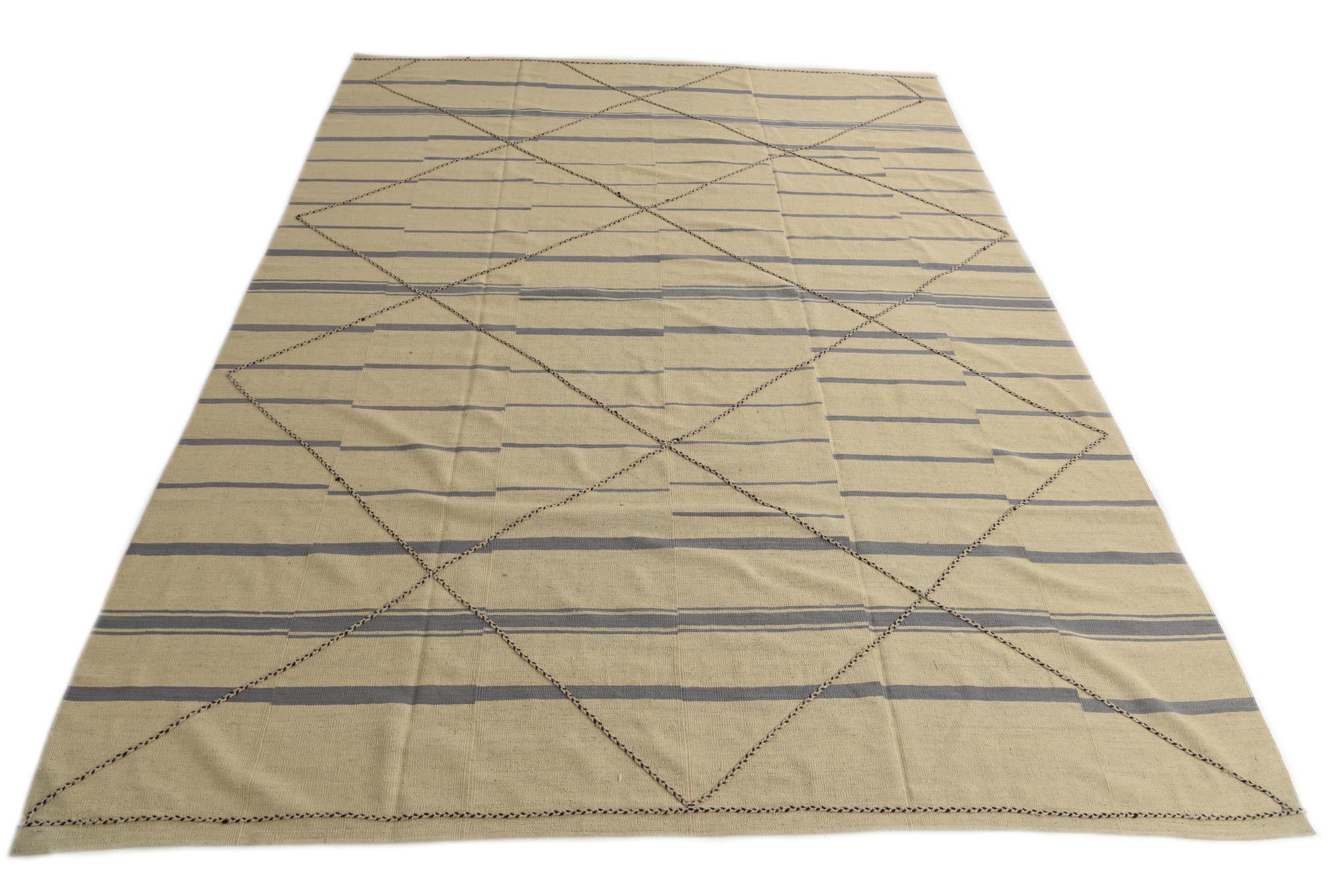9' 7 x 12' 9 Hand Woven Kilim Modern Wool Rug