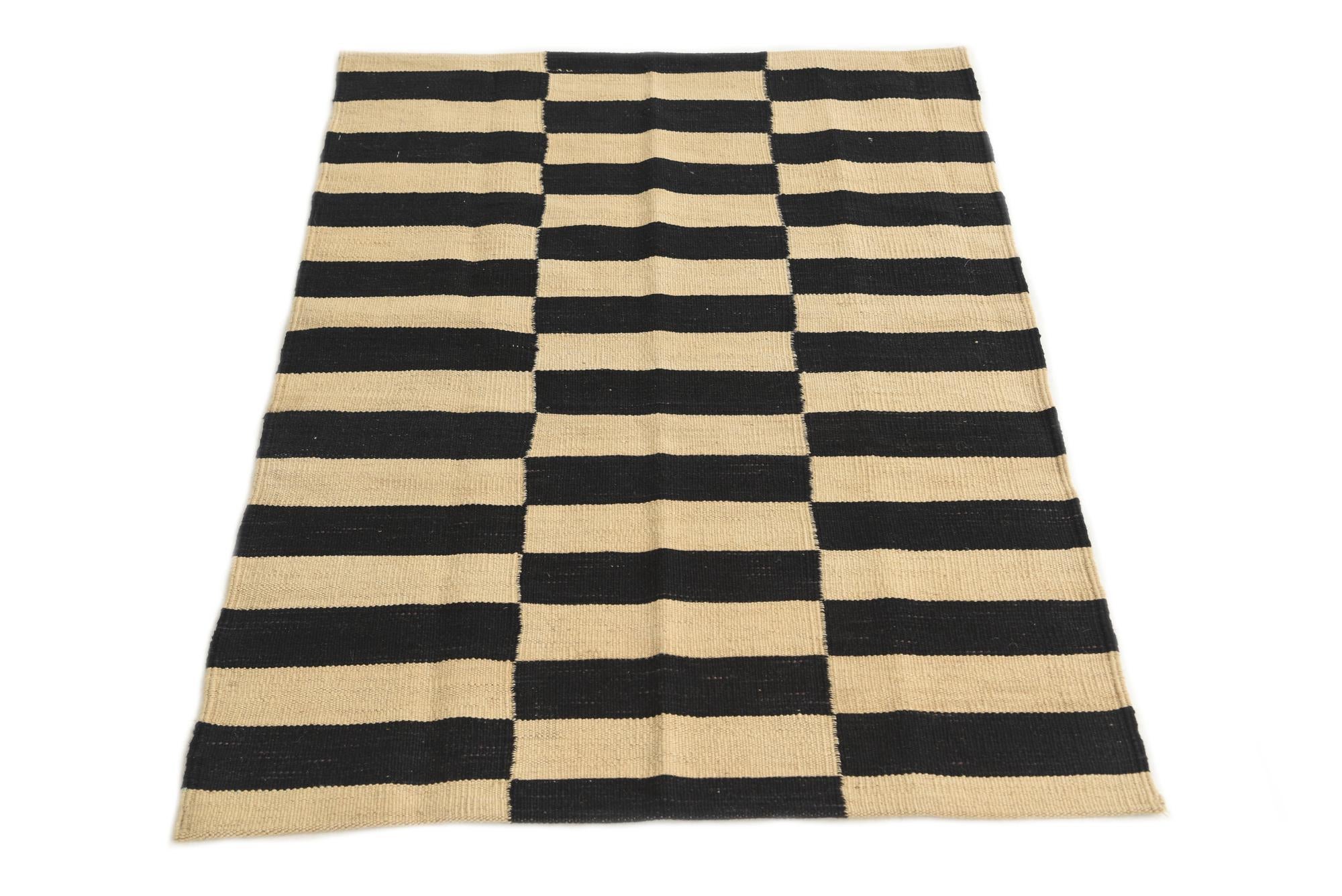 2' 8 x 3' 10 Hand Woven Kilim Modern Wool Rug