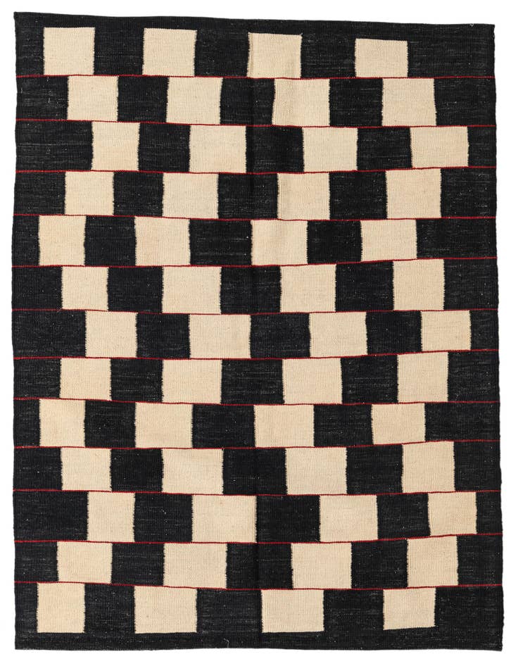 Detail image of 4' 5 x 5' 9 Hand Woven Kilim Modern Wool Rug