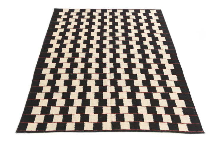 4' 7 x 5' 8 Hand Woven Kilim Modern Wool Rug