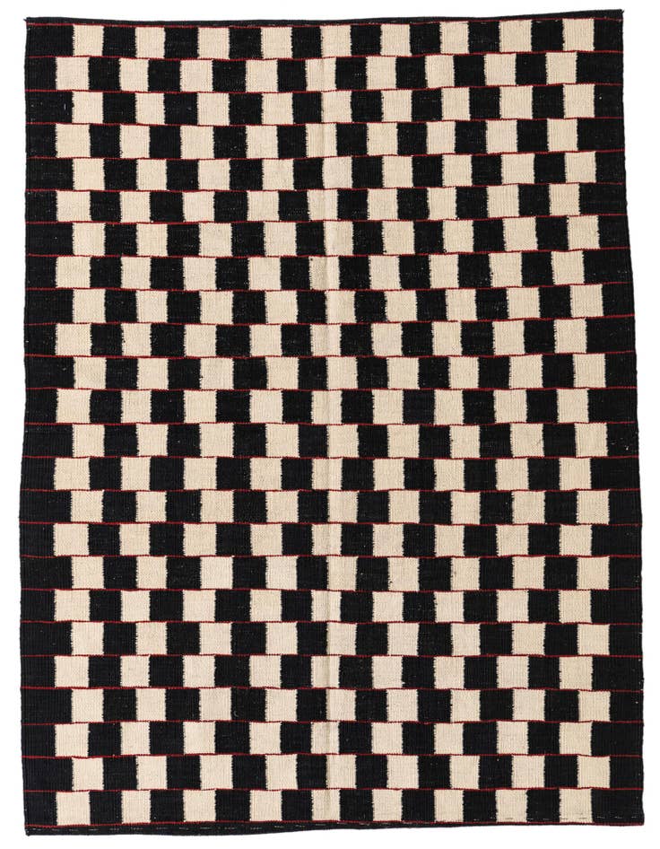 Detail image of 4' 7 x 5' 8 Hand Woven Kilim Modern Wool Rug