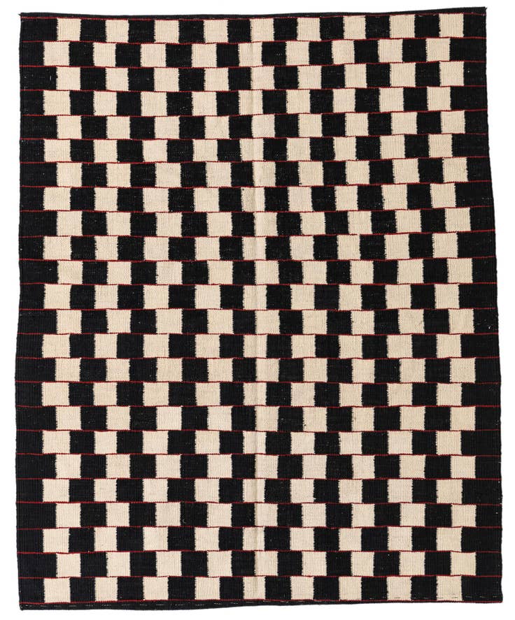 Detail image of 4' 7 x 5' 8 Hand Woven Kilim Modern Wool Rug