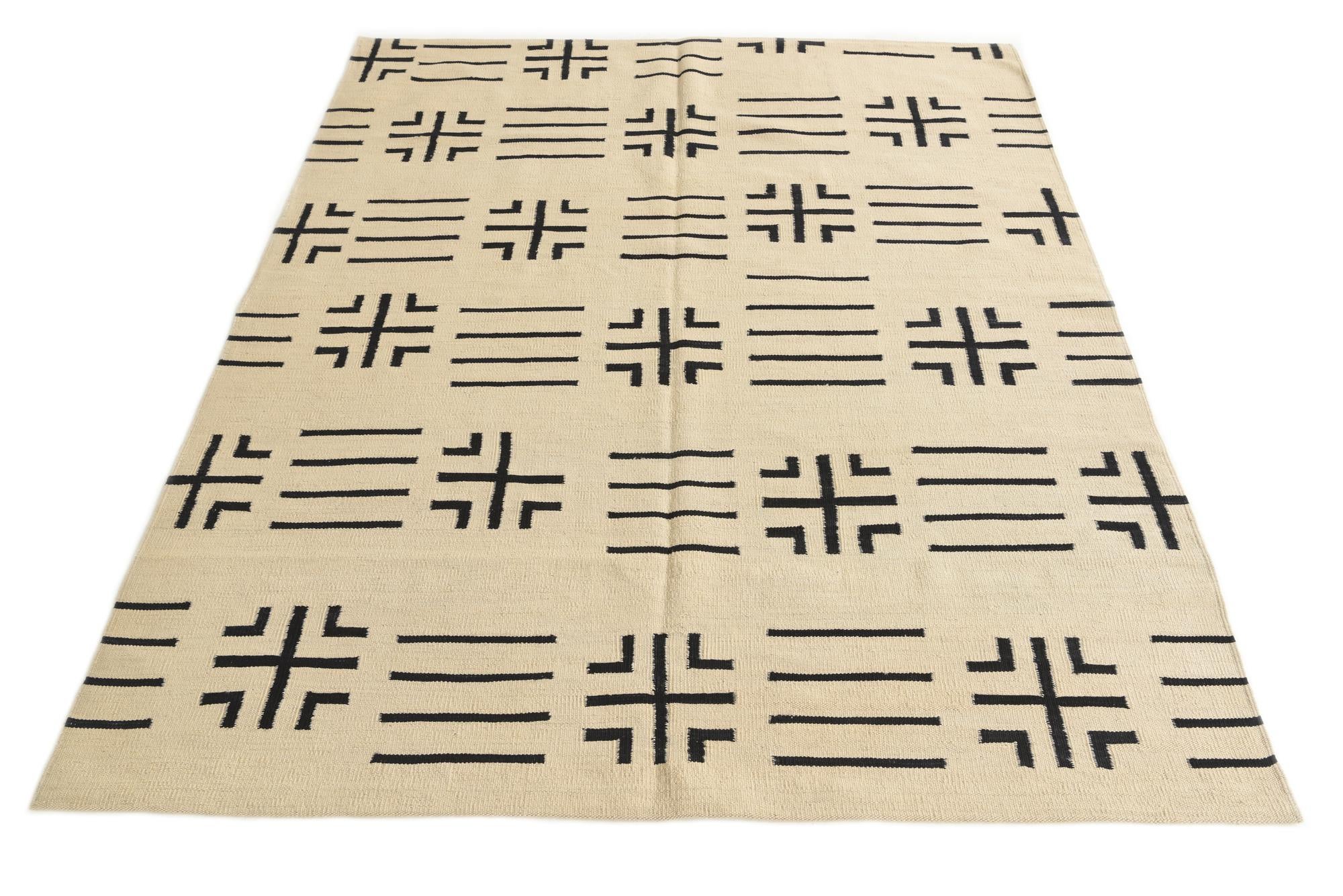 5' 5 x 6' 6 Hand Woven Kilim Modern Wool Rug