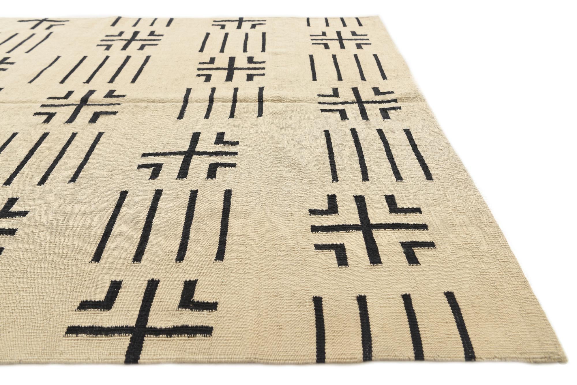 5' 5 x 6' 6 Hand Woven Kilim Modern Wool Rug
