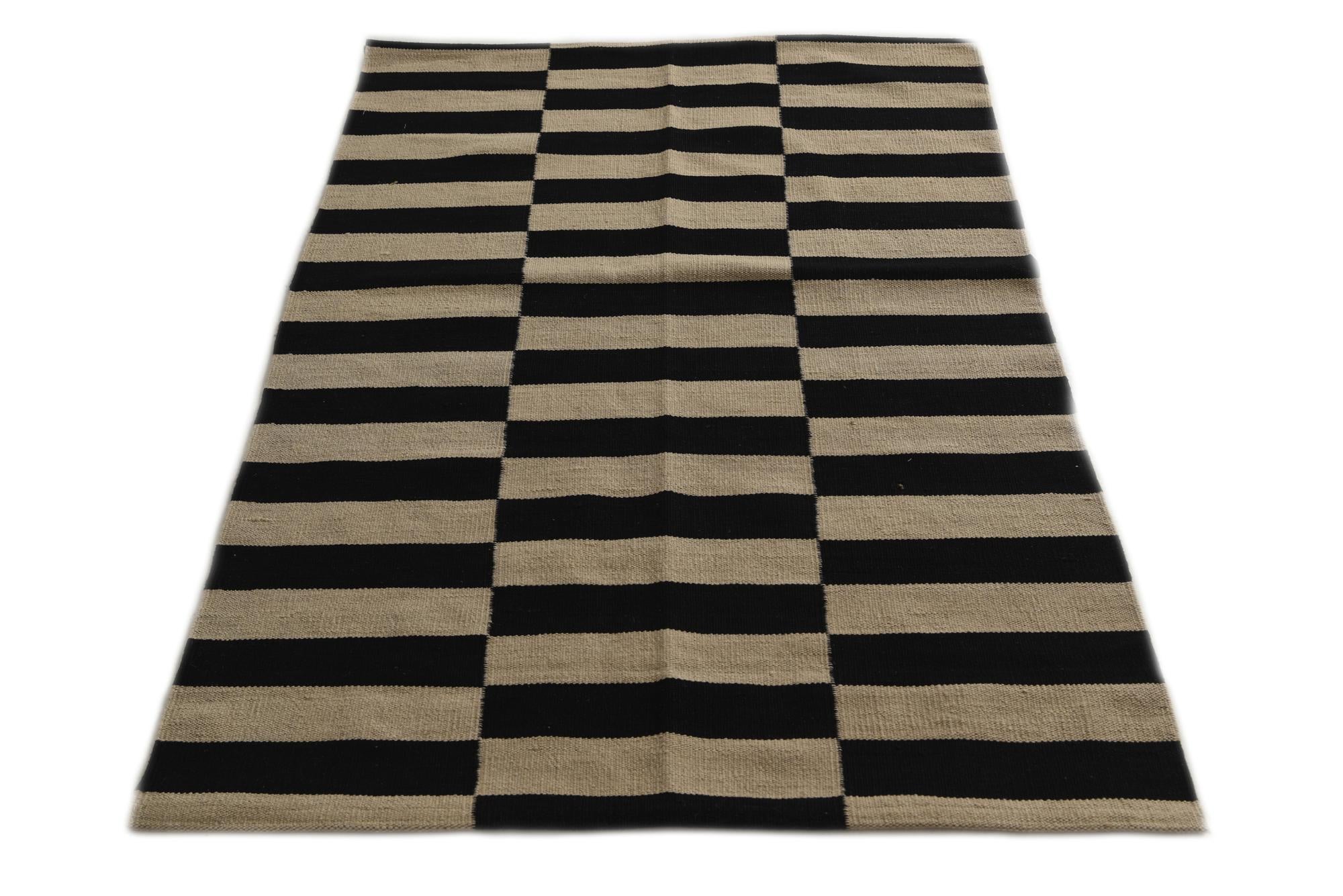 3' 4 x 4' 9 Hand Woven Kilim Modern Wool Rug