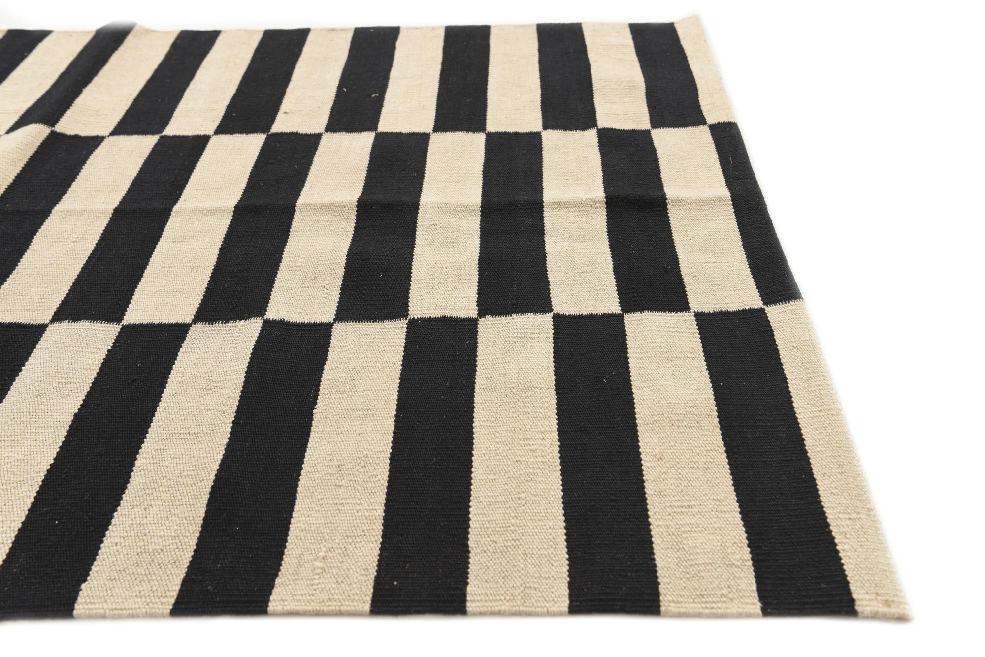 3' 4 x 4' 9 Hand Woven Kilim Modern Wool Rug
