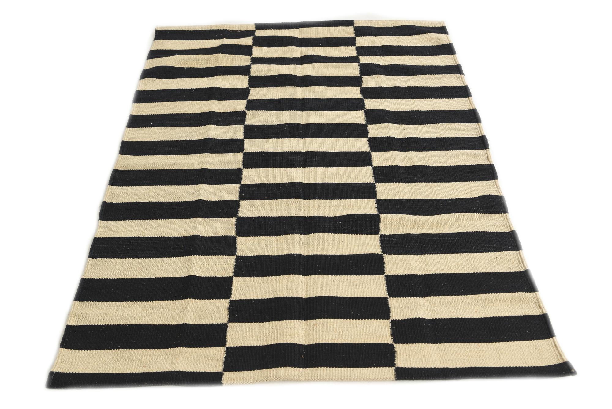 3' 5 x 4' 10 Hand Woven Kilim Modern Wool Rug