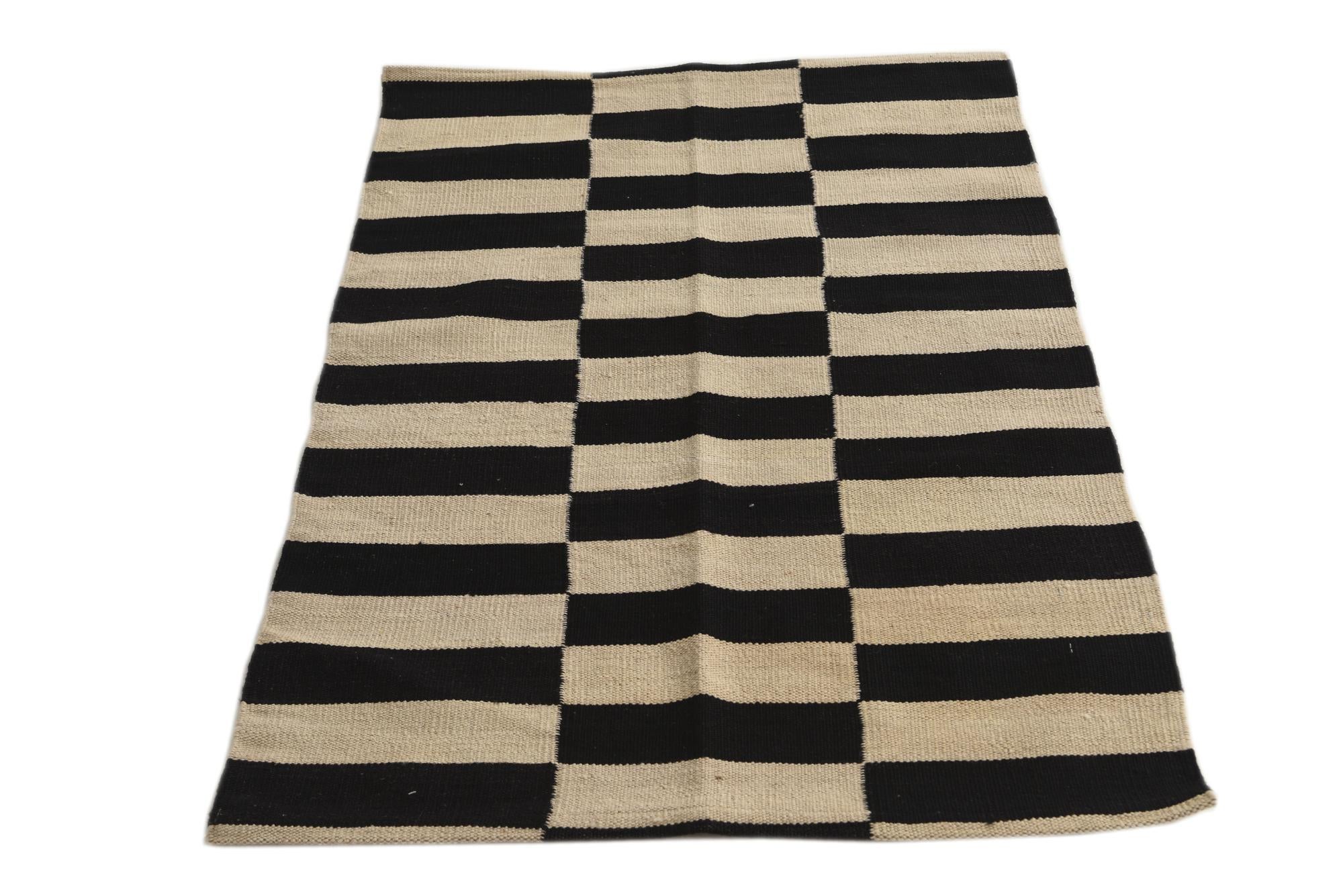 2' 8 x 3' 9 Hand Woven Kilim Modern Wool Rug