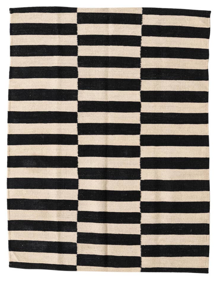 Detail image of 3' 5 x 4' 10 Hand Woven Kilim Modern Wool Rug