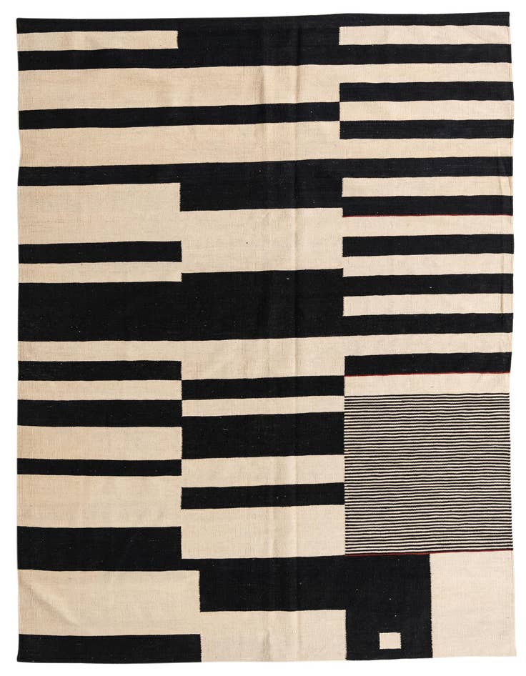 Detail image of 6' 7 x 9' 6 Hand Woven Kilim Modern Wool Rug