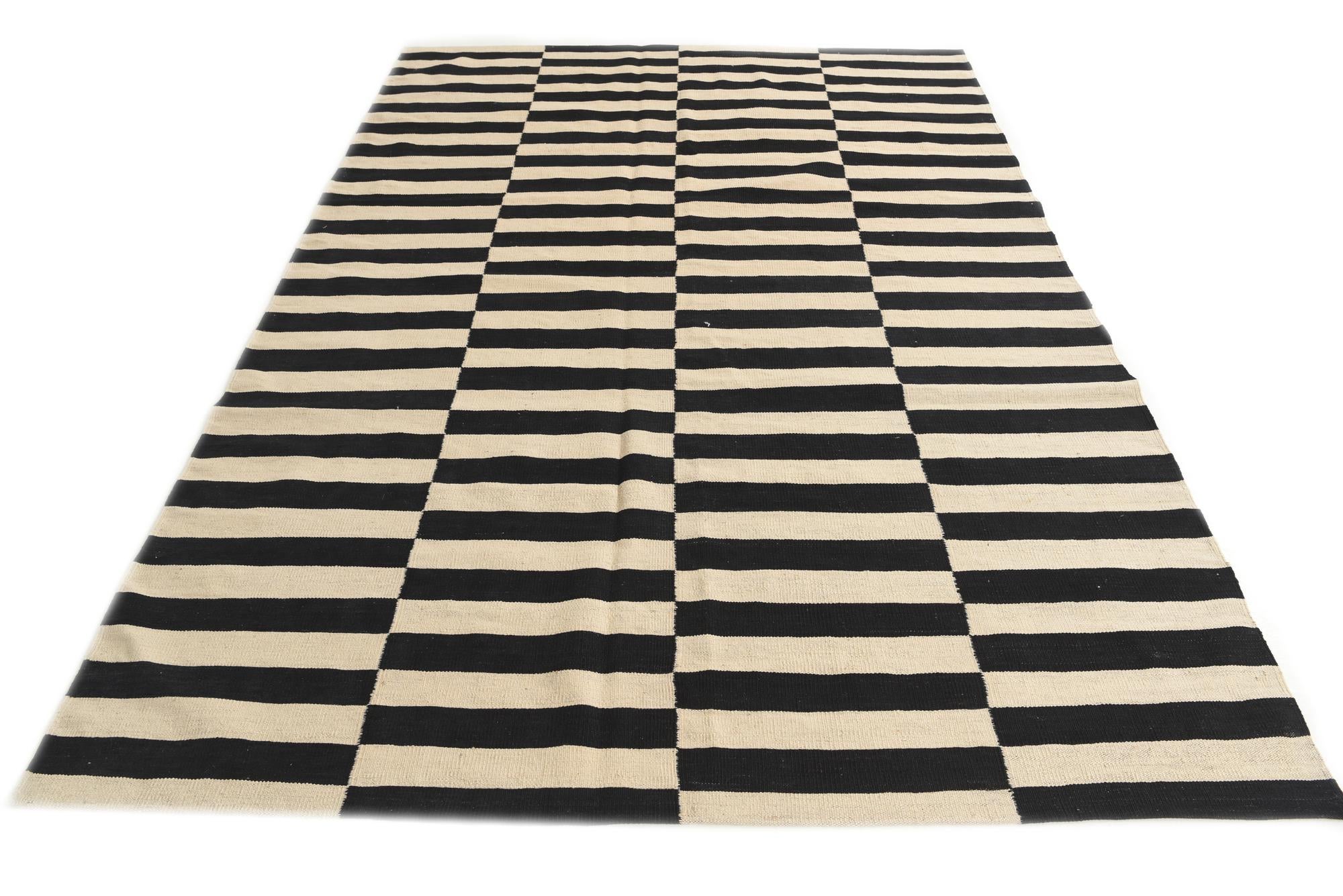 6' 7 x 9' 8 Hand Woven Kilim Modern Wool Rug
