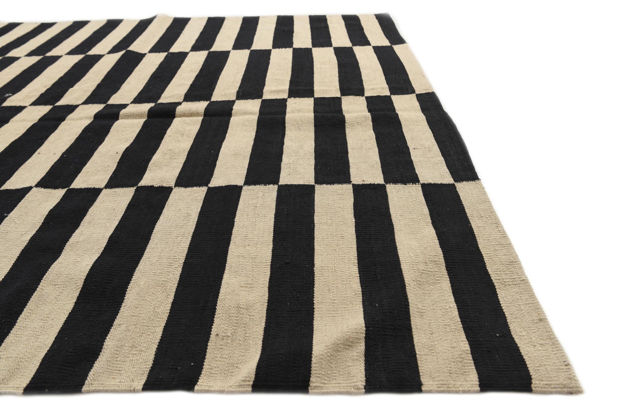 6' 7 x 9' 8 Hand Woven Kilim Modern Wool Rug