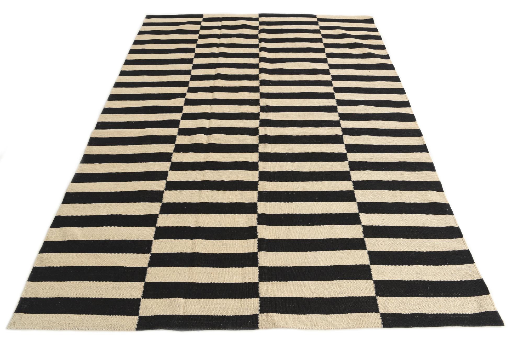 5' 8 x 8' Hand Woven Kilim Modern Wool Rug