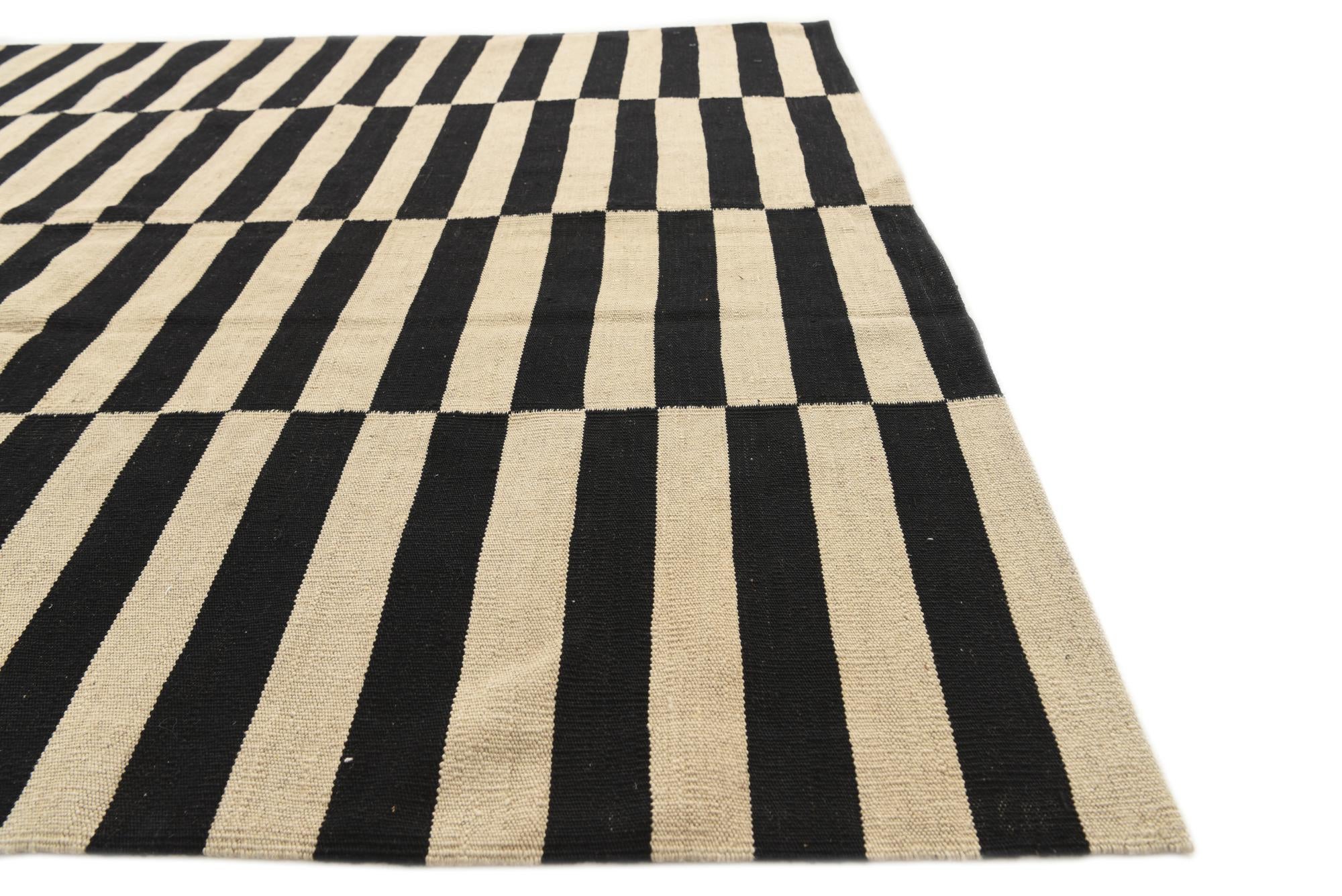 5' 8 x 8' Hand Woven Kilim Modern Wool Rug
