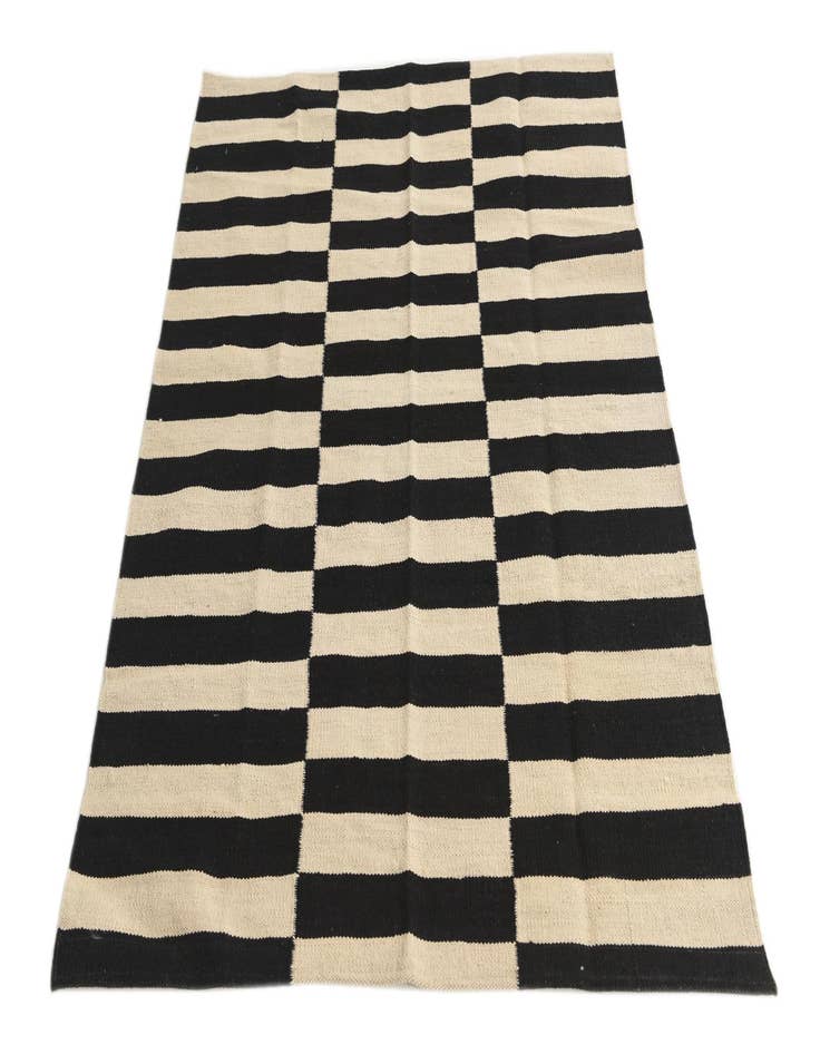 Detail image of 3' 7 x 4' 8  Hand Woven Kilim Modern Wool Rug